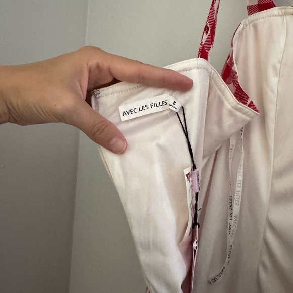 Avec Les Filles Red and White Cherries Checkered Dress - Picture 3 of 3